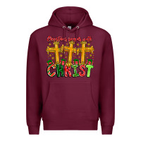 Burgundy christmas begins with christ Premium Hoodie - CowhideDigitalArt