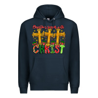 Navy christmas begins with christ Premium Hoodie - CowhideDigitalArt