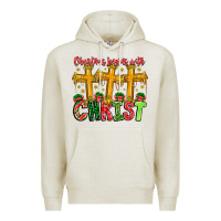 Oatmeal Heather christmas begins with christ Premium Hoodie - CowhideDigitalArt