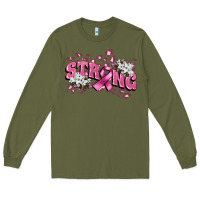 Army Green Strong Cancer Awareness Long Sleeve Tee - FaDigitalArtStudio