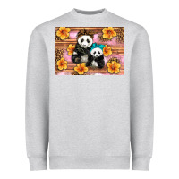 Heather Grey Mama Panda And Baby Panda Heavyweight Sweatshirt - Artiststas