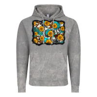 Cloud Rock cowhide  turquoise sunflowers pattern olivia Vintage Hoodie - OliviaCreatesArt