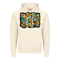 Vintage Artic cowhide  turquoise sunflowers pattern olivia Vintage Hoodie - OliviaCreatesArt