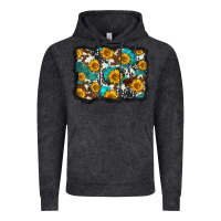 Vintage Black cowhide  turquoise sunflowers pattern olivia Vintage Hoodie - OliviaCreatesArt