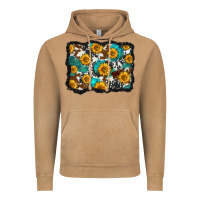 Vintage Camel cowhide  turquoise sunflowers pattern olivia Vintage Hoodie - OliviaCreatesArt