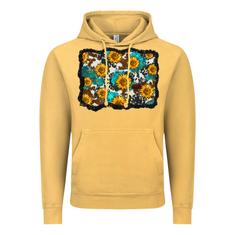 Cowhide  Turquoise Sunflowers Pattern Olivia Vintage Hoodie by OliviaCreatesArt | Teevron