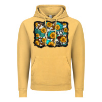 Vintage Mustard cowhide  turquoise sunflowers pattern olivia Vintage Hoodie - OliviaCreatesArt