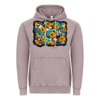 Vintage Zinc cowhide  turquoise sunflowers pattern olivia Vintage Hoodie - OliviaCreatesArt