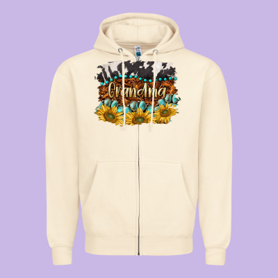 Western Grandma Zipper Hoodie Designed By Barkaloodesign