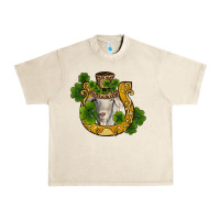 St Patricks Day Goat Horseshoe Shamrock Urban Heavy Tee | Teevron