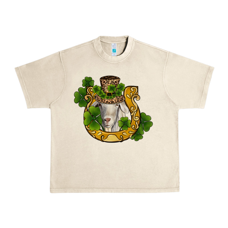 St Patricks Day Goat Horseshoe Shamrock Urban Heavy Tee by RanaPortraitStore | Teevron