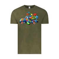 Vintage Olive Autism truck Vintage Tee - CowGirlArtShop