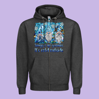Snuggle Up Gnomies It's Coll Outside Zipper Hoodie Designed By Barkaloodesign