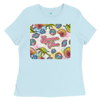 Baby Blue summer vibes with sea shells Ladies Tee - TumblerDesignByShophia