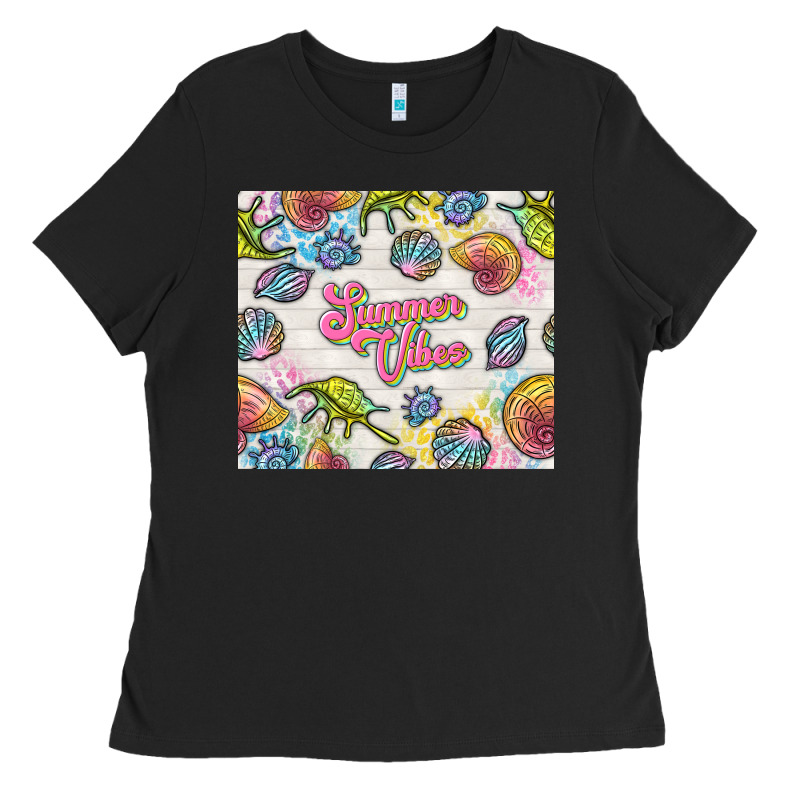 Summer Vibes With Sea Shells Ladies Tee by TumblerDesignByShophia | Teevron