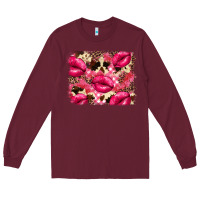 Burgundy Valentine's Day pink plaid red glitter cowhide Long Sleeve Tee - FaDigitalArtStudio