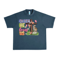 Midnight Navy Oh how he loves us Easter Day Urban Heavy Tee - CowGirlArtShop