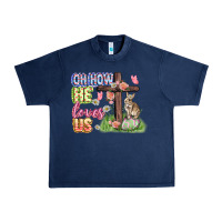 Navy Oh how he loves us Easter Day Urban Heavy Tee - CowGirlArtShop