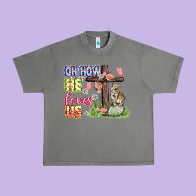 Oh How He Loves Us Easter Day Urban Heavy Tee Designed By Cowgirlartshop