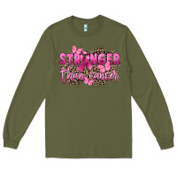 Army Green Stronger than Cancer Long Sleeve Tee - FaDigitalArtStudio