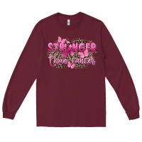 Burgundy Stronger than Cancer Long Sleeve Tee - FaDigitalArtStudio