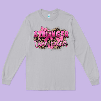 Stronger Than Cancer Long Sleeve Tee Designed By Fadigitalartstudio