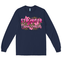 Navy Stronger than Cancer Long Sleeve Tee - FaDigitalArtStudio