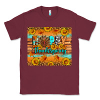 Burgundy Happy Thanksgiving Classic Tee - Artiststas