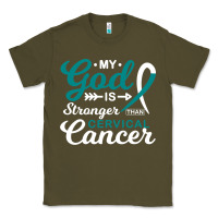 Army Green My God is Stronger Than Cervical Cancer Awareness Warrior Classic Tee - longCreatives