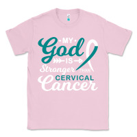Bubblegum Pink My God is Stronger Than Cervical Cancer Awareness Warrior Classic Tee - longCreatives