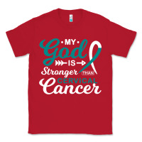 Red My God is Stronger Than Cervical Cancer Awareness Warrior Classic Tee - longCreatives