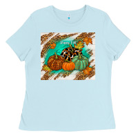 Baby Blue happy fall Ladies Tee - TumblerDesignByShophia