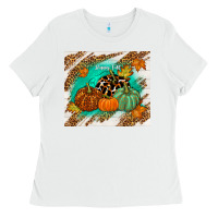 White happy fall Ladies Tee - TumblerDesignByShophia