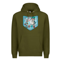 Army Green Christmas Pocket Premium Hoodie - CowhideDigitalArt