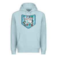 Blue Mist Christmas Pocket Premium Hoodie - CowhideDigitalArt