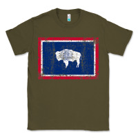 Army Green State of Wyoming Flag Fun Vintage Retro Fall Hiking Classic Tee - longCreatives