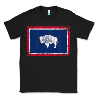 Black State of Wyoming Flag Fun Vintage Retro Fall Hiking Classic Tee - longCreatives