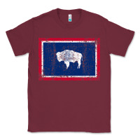 Burgundy State of Wyoming Flag Fun Vintage Retro Fall Hiking Classic Tee - longCreatives