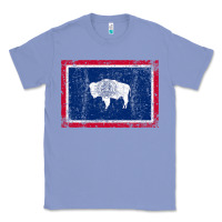 Colony Blue State of Wyoming Flag Fun Vintage Retro Fall Hiking Classic Tee - longCreatives