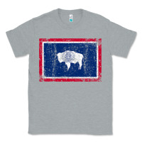 Heather Grey State of Wyoming Flag Fun Vintage Retro Fall Hiking Classic Tee - longCreatives