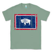 Sage State of Wyoming Flag Fun Vintage Retro Fall Hiking Classic Tee - longCreatives