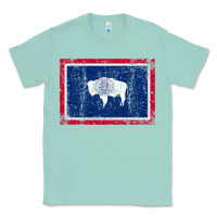 Seafoam State of Wyoming Flag Fun Vintage Retro Fall Hiking Classic Tee - longCreatives