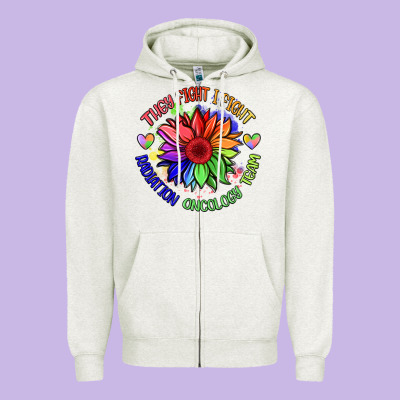 Oncology Team Sunflower Zipper Hoodie Designed By Barkaloodesign