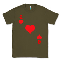 Army Green Queen Of Hearts  Playing Card   Halloween Costume Classic Tee - longCreatives
