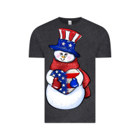 Vintage Black Patriotic snowman 4th of july Vintage Tee - HowdyJamesFarm