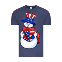 Vintage Denim Patriotic snowman 4th of july Vintage Tee - HowdyJamesFarm