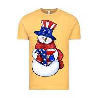 Vintage Mustard Patriotic snowman 4th of july Vintage Tee - HowdyJamesFarm