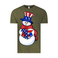 Vintage Olive Patriotic snowman 4th of july Vintage Tee - HowdyJamesFarm