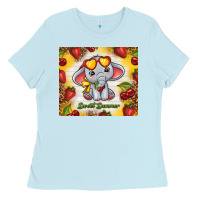 Baby Blue sweet summer cute elephant Ladies Tee - TumblerDesignByShophia