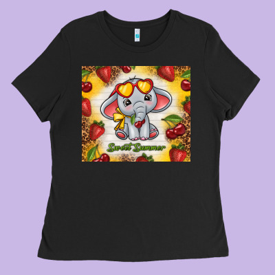 Sweet Summer Cute Elephant Ladies Tee Designed By Tumblerdesignbyshophia